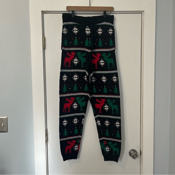 Dec 25Th Other - Festive Christmas Holiday Joggers Black Red Green white mens size large unisex